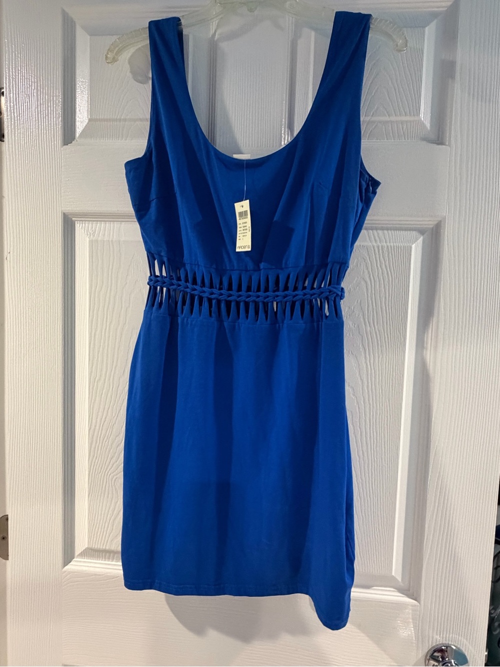 Arden B Royal Blue Sleeveless Mini Dress with Woven Cutout Waist